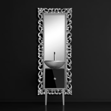 MONNALISA PRESTIGE VENICE BLACK/SILVER - Single wooden vanity unit with mirror by Glass Design - view 3